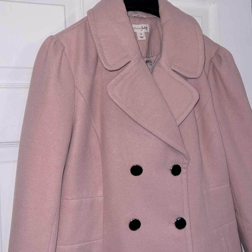 Maison Jules Blush Pink Double-Breasted Lined Peacoat NWOT - Picture 4 of 11